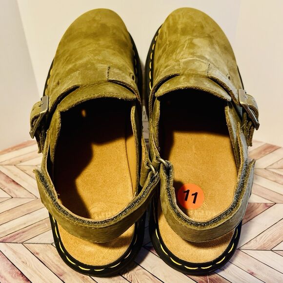 Dr Martens Jorge II Tumbled Nubuck Muted Olive Leather M 11 W 12 Slingback Mules main image 5